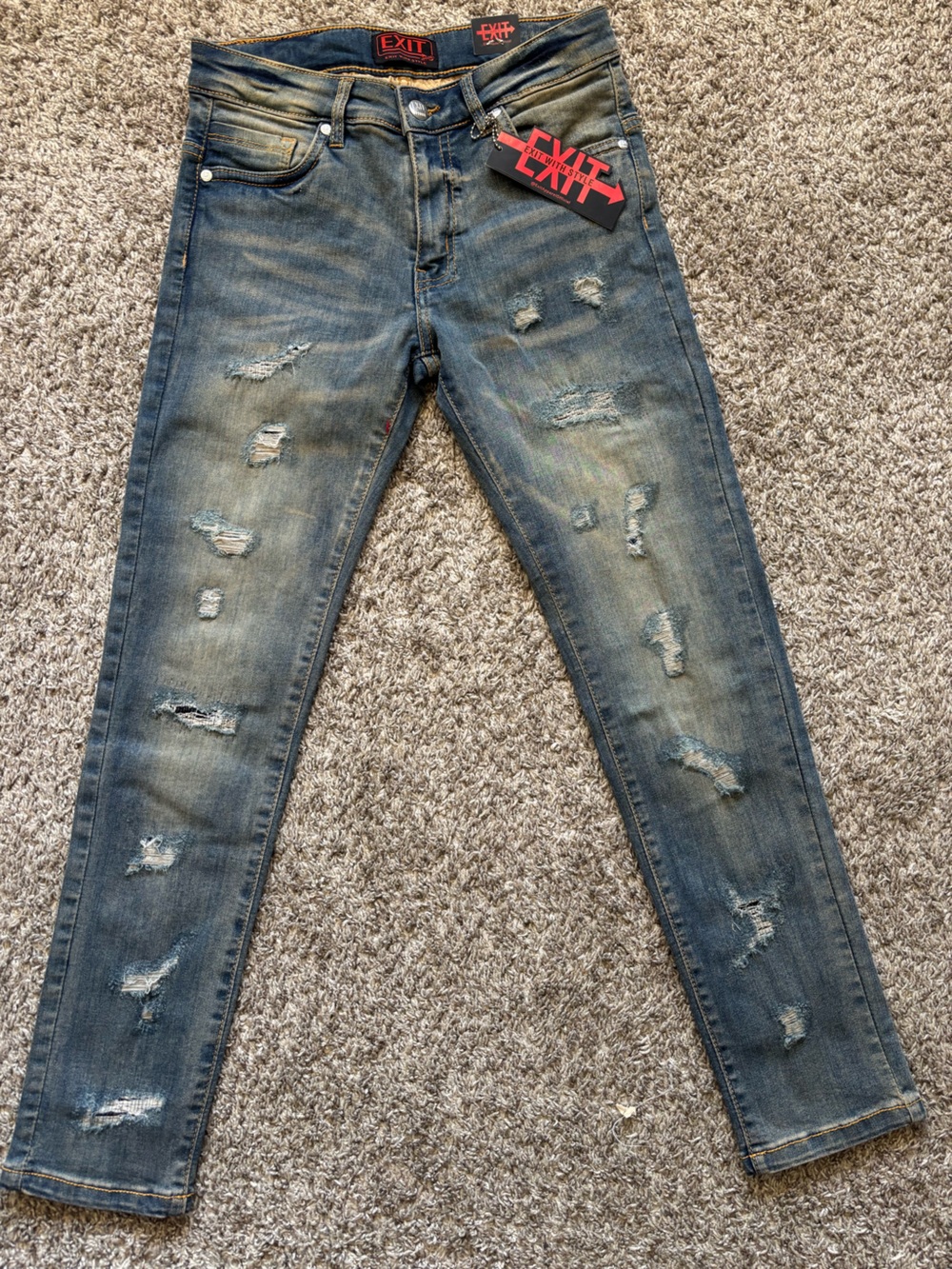 Boys Distressed Blue Denim Jeans